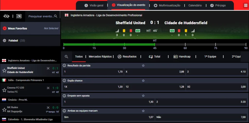 Página de apostas ao vivo da 31bet